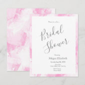 ソフトなピンクと白のアブストラクトな筆致 招待状 (正面/裏面)