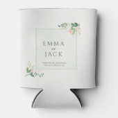 ソフトなピンクのグリーンが結婚式の名を彩る 缶クーラー (正面)