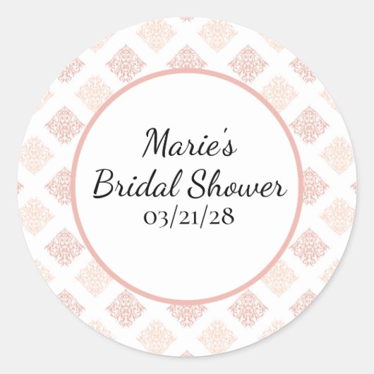 ソフトなピンクのダマスク ラウンドシール (正面)