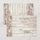 ソフトなピンクのバラと木のカントリーウェディング出欠確認 招待状 (正面/裏面)