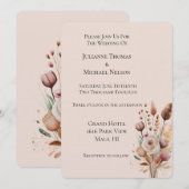 ソフトなピンクの桃の花のウェディング 招待状 (正面/裏面)