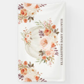 ソフトなピンクの桃色の秋の花のカボチャのベビーシャワー 横断幕 (縦)