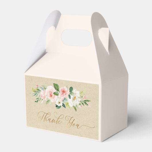 ソフトなピンクの水彩とクラフト紙のラスティックな雰囲気が漂う ブライダルシャワー フェイバーボックス (裏面サイド)