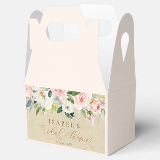 ソフトなピンクの水彩とクラフト紙のラスティックな雰囲気が漂う ブライダルシャワー フェイバーボックス (オープン)