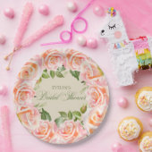 ソフトなピンクの水彩ローズ ブライダルシャワー ペーパープレート (パーティー)
