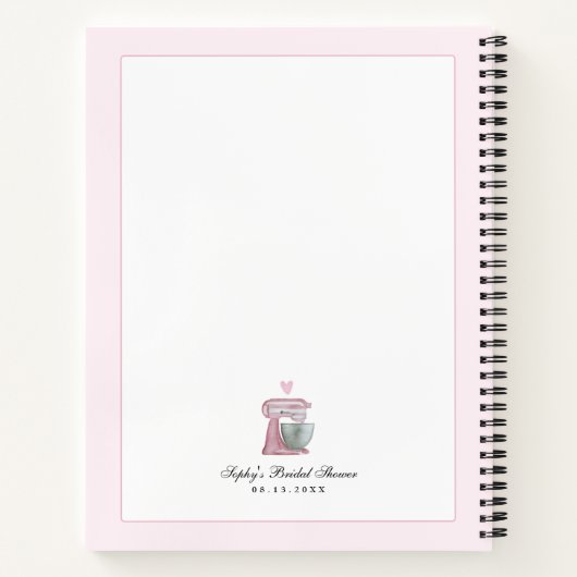 ソフトなピンクの水彩画キッチンレシピブック ノートブック (裏面)