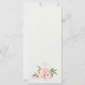 ソフトなピンクの芍薬の花のクロス洗礼メニューカード 招待状 (裏面)