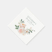 ソフトなピンクの芍薬の花の水彩画 ブライダルシャワー スタンダードカクテルナプキン (角)