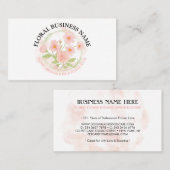 ソフトなピンクの花が円形に 名刺 (正面/裏面)