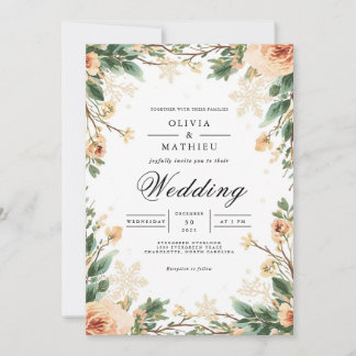 ソフトなピンクの花のアーチのロマンチックなウェディング 招待状
