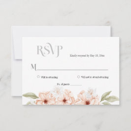 ソフトなピンクの花のシンプルな返信カード 出欠カード