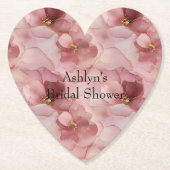 ソフトなピンクの花のブライズシャワー ペーパーコースター (正面)
