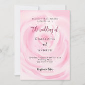 ソフトなピンクの花のローズのウェディング 招待状 (正面)