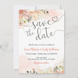 ソフトなピンクの花の結婚式のSave the Dateカード 招待状