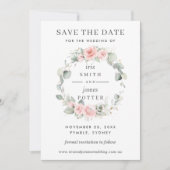 ソフトなピンクの花の結婚式のSave the Dateカード 招待状 (正面)