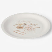 ソフトなピンクの花の美しいパンパス草のブライダルシャワー ペーパープレート (アングル)