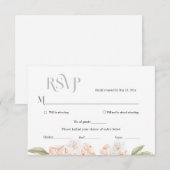  ソフトなピンクの花柄のウェディング返信カード 出欠カード (正面/裏面)