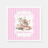 ソフトなピンクの花柄のティー ブライダルシャワー スタンダードカクテルナプキン (正面)