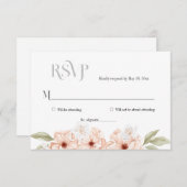 ソフトなピンクの花柄シンプル返信カード 出欠カード (正面/裏面)