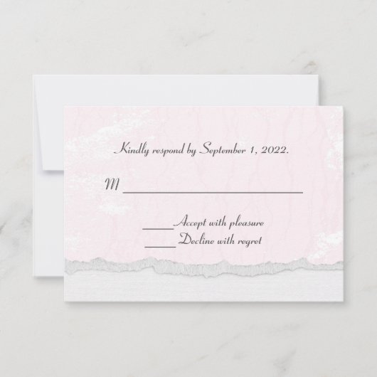 ソフトなピンクの質感と破れた縁の枠 RSVP (正面)
