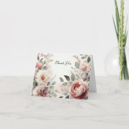 ソフトなフラッシュの花モチーフの芍薬とバラのセレナーデ サンキューカード