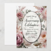 ソフトなフレッシュさの花のピーコックとローズのセレナーデ 招待状 (正面/裏面)