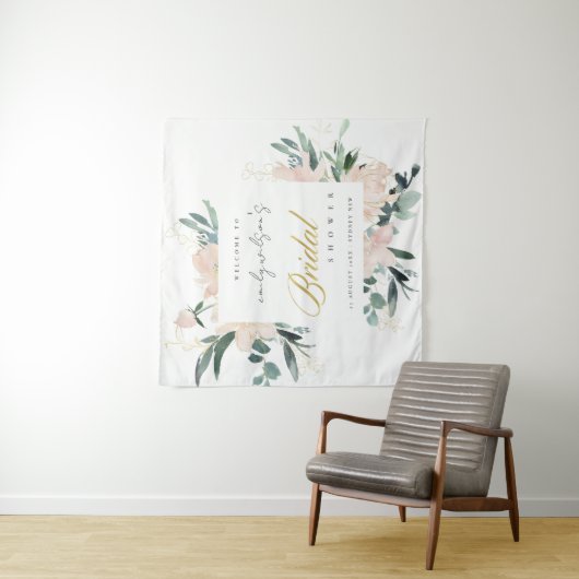 ソフトなブッシュの花の水彩画のウェディングシャワーの歓迎 タペストリー (インサイチュ)
