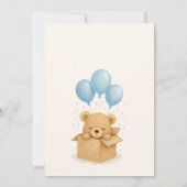ソフトなブルーの水彩クマの風船ベイビーシャワー 招待状 (裏面)