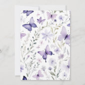 ソフトなライラックの野生の花と蝶のガーデンウェディング 招待状 (裏面)