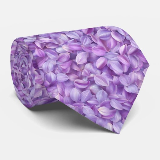ソフトなラベンダーの花びら模様 ネクタイ (ロール)