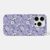ソフトなラベンダーの花 白い花柄 iPhoneケース (裏面横)