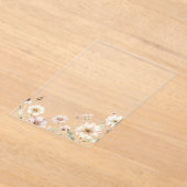 ソフトなワイルドフラワーのボーダー 水彩背景 アクリル招待状 (レイダウン)