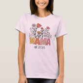 ソフトなワイルドフラワーママ設立年ボホーデザイン Tシャツ (正面)