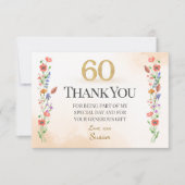ソフトなワイルドフラワー 60歳の誕生日感謝 サンキューカード (正面)