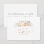 ソフトな光の花とパンパス草の感謝カード サンキューカード (正面/裏面)