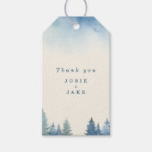 ソフトな冬の松の木のウェディング フェイバータグ ギフトタグ (正面)