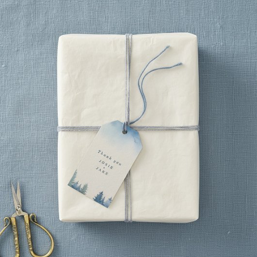 ソフトな冬の松の木のウェディング フェイバータグ ギフトタグ