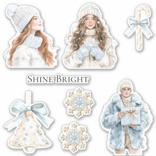 ソフトな冬の青いクリスマス シール (正面)