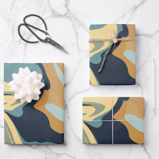 ソフトな土系のスワール カームトーン ラッピングペーパーシート (正面)