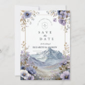 ソフトな山の野の花の結婚式 セーブザデート (正面)