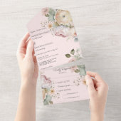 ソフトな春の色の花 オールインワン招待状 (貼ってはがせる)