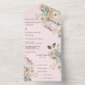 ソフトな春の色の花 オールインワン招待状 (内側)