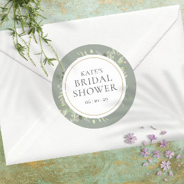 ソフトな春の葉のシルバーセージ ブライダルシャワー ラウンドシール