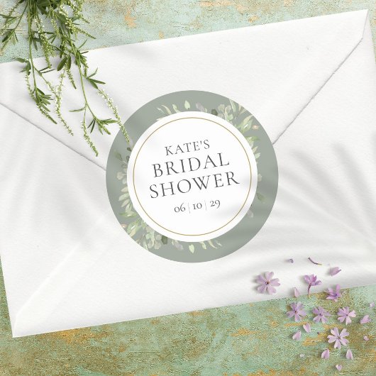 ソフトな春の葉のシルバーセージ ブライダルシャワー ラウンドシール