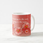 ソフトな桃色とピンクの花のインスピレーション名言 コーヒーマグカップ (正面右)