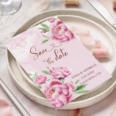 ソフトな桜色の芍薬のSave the Dateカード 招待状