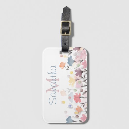 ソフトな水かわいらし彩アートフラパーソナライズされたワー ラゲッジタグ (正面縦)