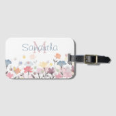 ソフトな水かわいらし彩アートフラパーソナライズされたワー ラゲッジタグ (正面横)