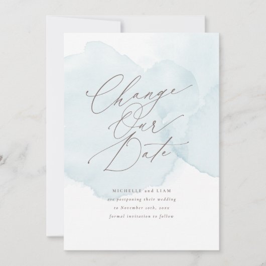 ソフトな水彩の延期カード 日程変更のお知らせ 招待状 (正面)