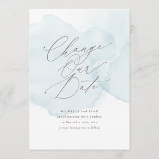 ソフトな水彩の延期カード 日程変更のお知らせ 招待状